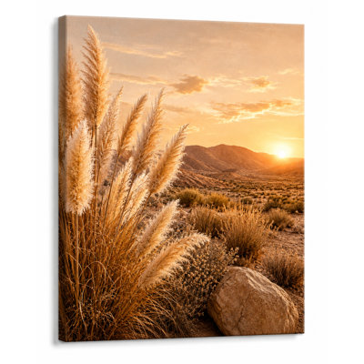 «Pampas Desert Glow - Warm Desert Grass Landscape», art mural sur toile tendue