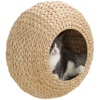 Tucker Murphy Pet™ Wall Mounted Cat Condo with Washable Cushion, Nature Wood
