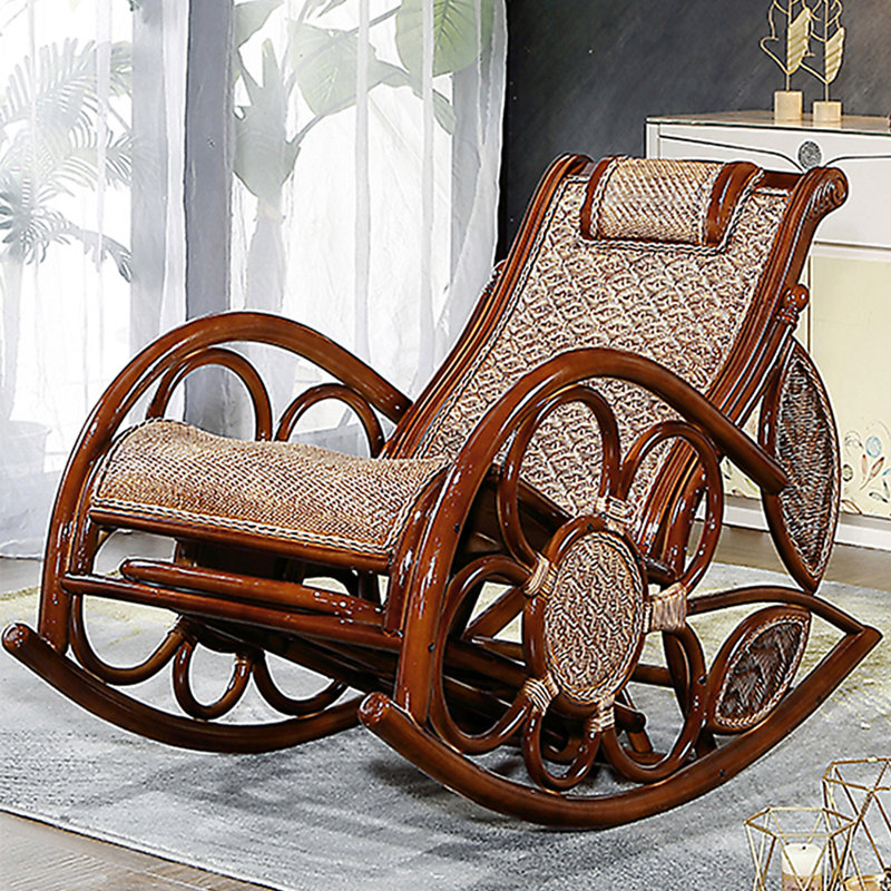 Chaise berçante élégante en rotin, Café noir