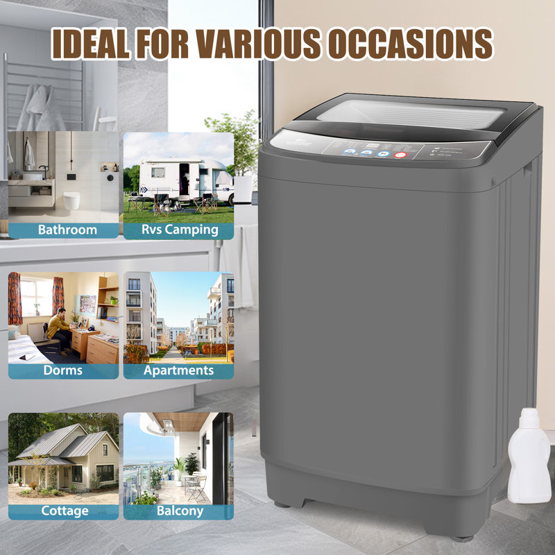Homdox 2.4 Cubic Feet cu. ft. High Efficiency Portable Washer with Child Safety Lock, Grey