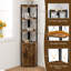 Étagère d'angle à 6 niveaux avec armoire Bibliothèque de coin de 71 pouces de hauteur avec étagère réglable à 5 positions