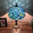 Haydee Tiffany Table Lamp Blue Stained Glass Crystal Beans Included LED Bulb 12"W*12"D*19"H