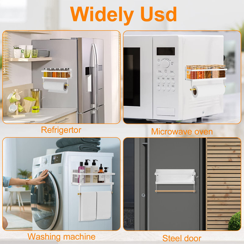 Wall Mounted Required Spice Rack with Adjustable Racks, White