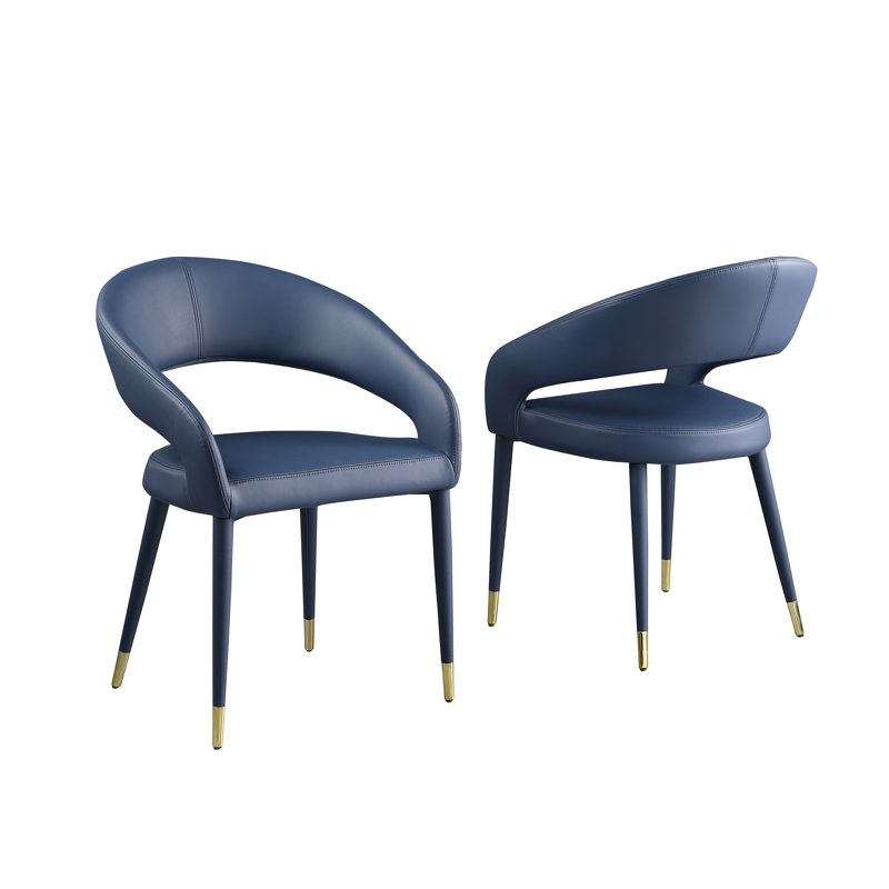 Crowson 19'' H Faux Leather Upholstered Armchair, Navy
