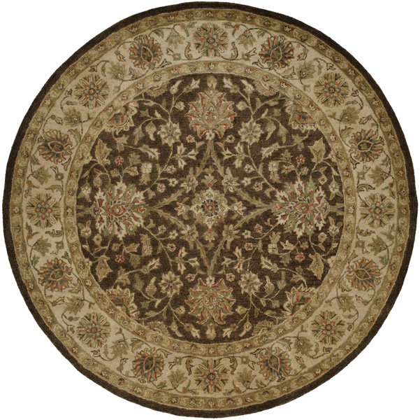 Wool Oriental Area Rug in Brown, Round 8'