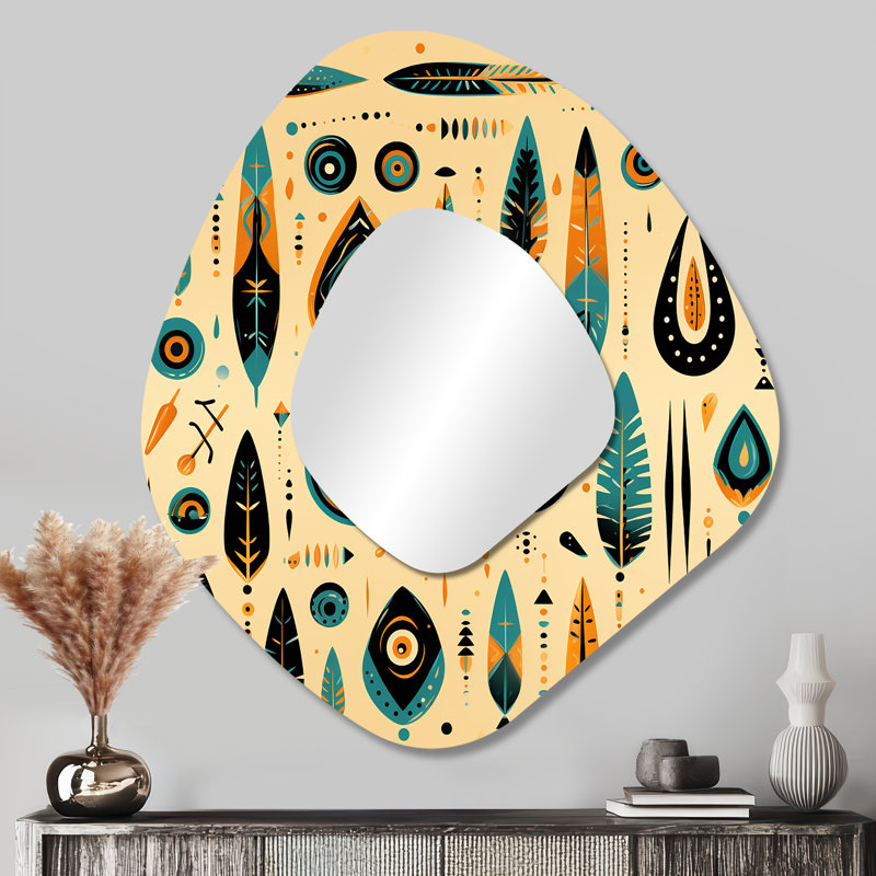 Nomadic Treasures Boho, motif II - miroir mural géométrique asymétrique, 35 po x 31 po