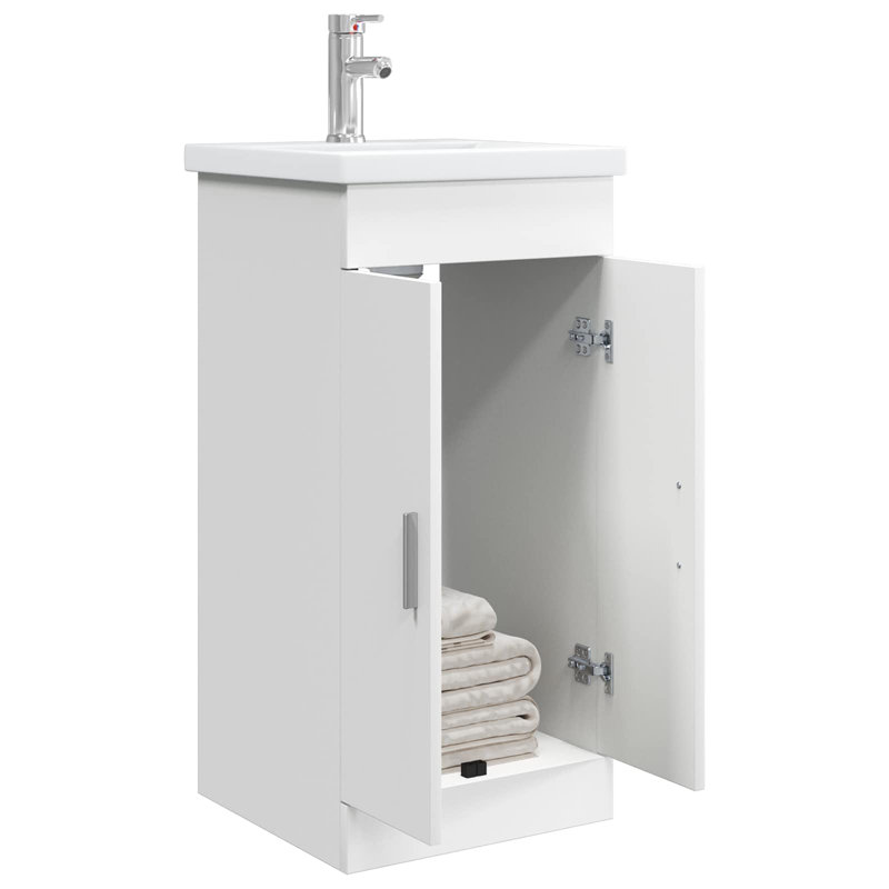 Single Bathroom Vanity with Ceramic Basin, White