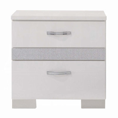 Naima II Nightstand, White High Gloss Finish