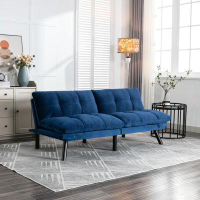 Lit en velours bleu marine avec fonctions réglables, convient aux petites pièces, convertible 2 places en bleu, réglable, espace de vie