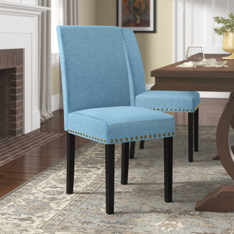 Chaises de salle à manger rembourrées avec clous Avajane, Bleu