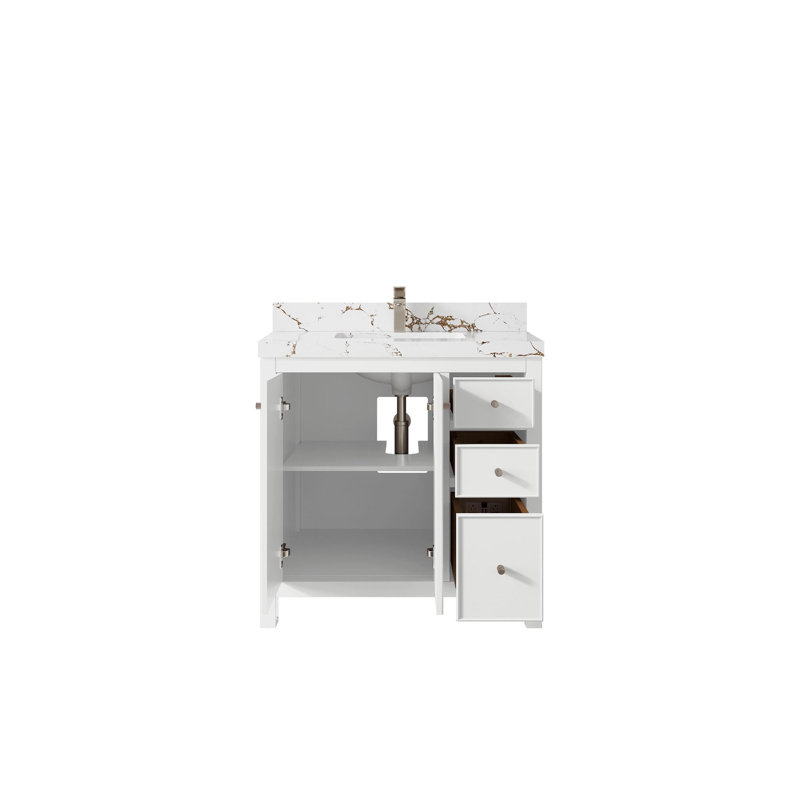 Meuble-lavabo simple avec plateau Chicago 36, Doré Viola