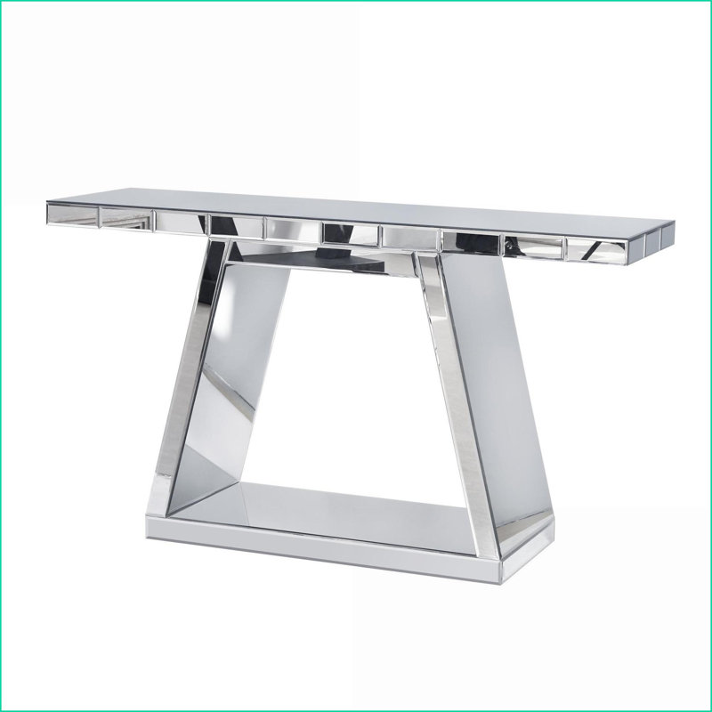 Table basse 55,1 po à miroir à 55 ° de luxe - structure en bois robuste, peu encombrante pour le couloir et le salon, facile à nettoyer