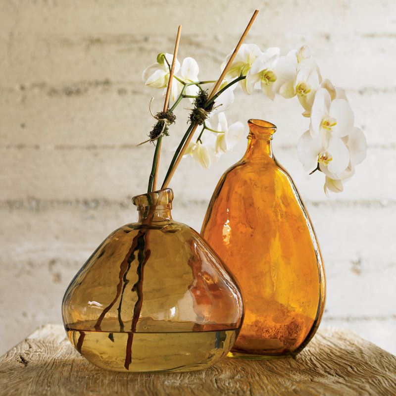 Frary Artisan-Crafted Recycled Glass Tall Vase, Amber