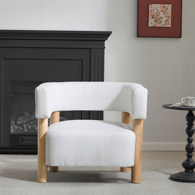 Fauteuil d'appoint rembourré Modern Boucle, Blanc