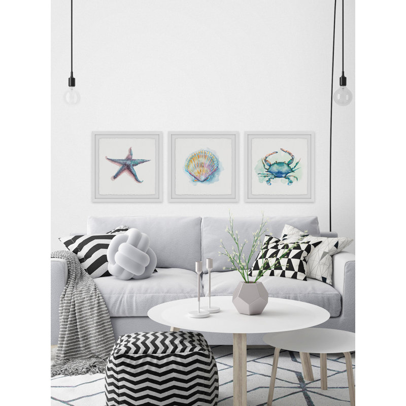 Sea Shore Gems Triptych - ensemble de 3 reproductions de cadres photo, H 12 po x l 12 po x P 1,5 po