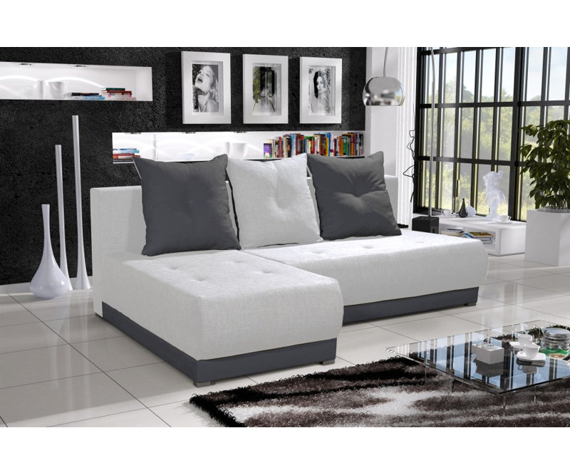 Steponas 3 Seater Corner Sofa , White/Gray - Neo1/Neo13