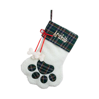 Dog Paw with Custom Pet Name Stocking