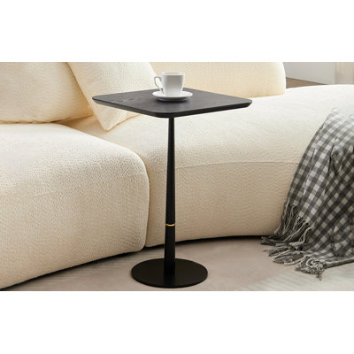 Modern Black Wooden Coffee Table With Iron Base – Stylish Living Room Accent Piece