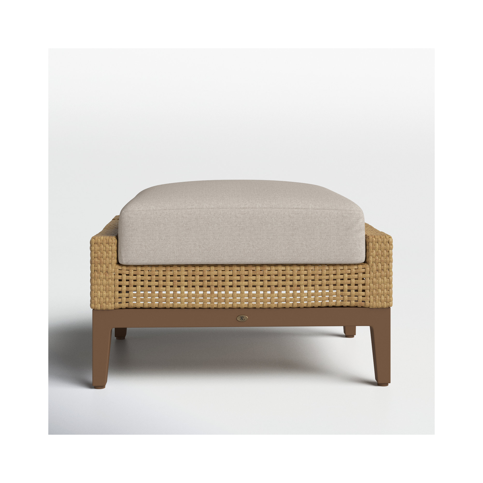 Peninsula Wicker Outdoor Woven Ottoman, Dove Sunbrella® Linen, Peninsula #37 Light Raffia/Natural, Welt + Standard fill