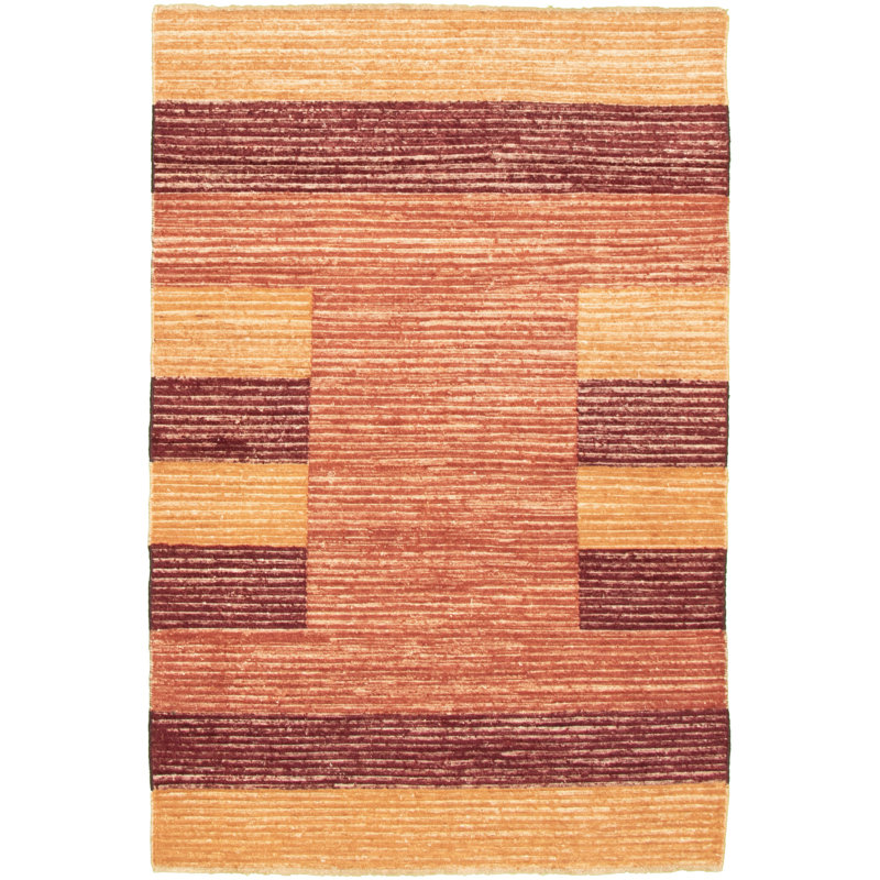 Tapis en laine noué à la main jaune/orange/brun Korovia