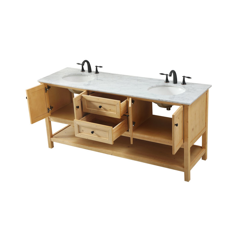 Ensemble de meuble-lavabo double 72 po Bonsai, Brun clair