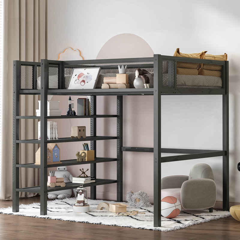 Lit mezzanine simple Kibby Kids, Noir