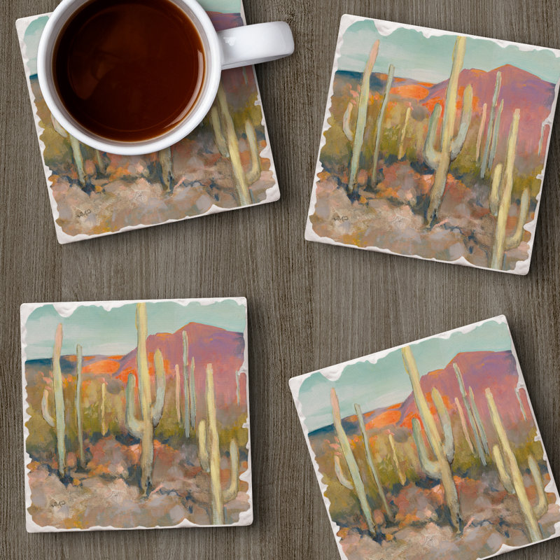High Desert 4-Pack Tumbled Tile Stone Coasters