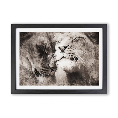 Pair Of Loving Lions - Single Picture Frame Print