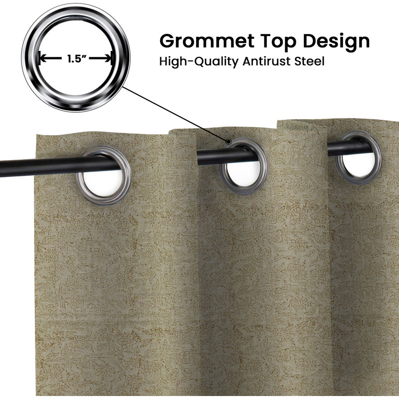 Fabdivine Pure Linen Eyelet Curtains 54x120 Inch Stylish Window Drapes for Home-Vishvjaal, 54" W x 102" L