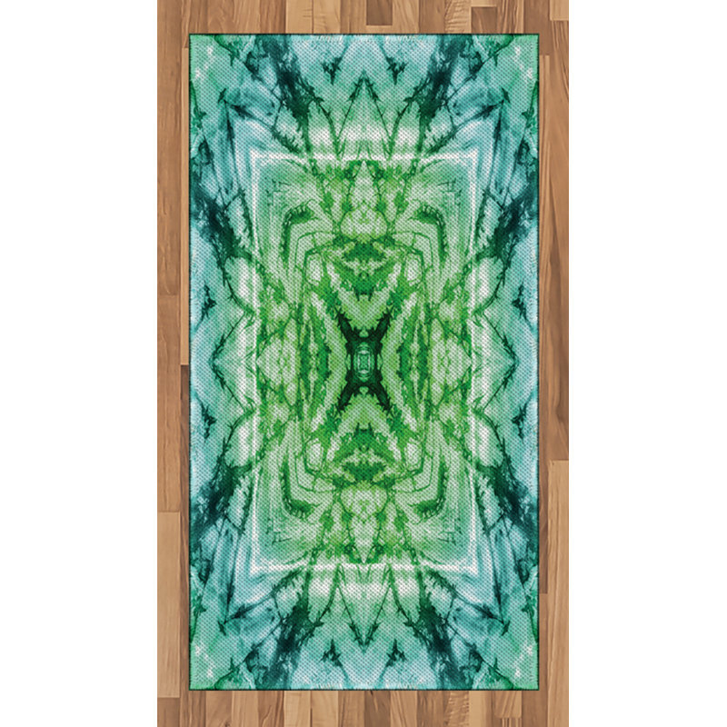 Green High Density Long Fiber Poly Threads Decorative Area Rug Carpet, Rectangle 2'7" x 5'