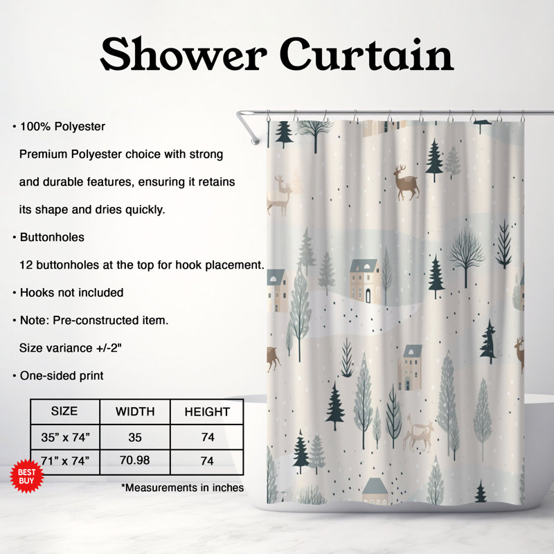 Ice Holiday - Premium Shower Curtain, 74" H x 71" W