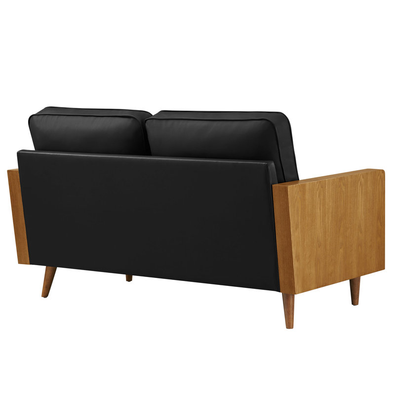 Causeuse en cuir Kellan, H 33,86 po x l 61,22 po x P 31,89 po, Noyer noir, 2