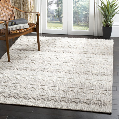 Tapis beige / gris en laine / coton tissé à la main jacques Natura