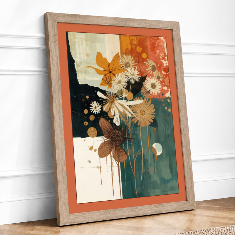 Geometric Bloom Arrangement Mid-Century - Print, Oak, A4 - 29.7 x 21.0 cm