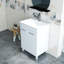 Meuble-lavabo de 24 po avec lavabo en céramique, armoire blanche brillante avec portes à fermeture en douceur, tablette réglable et pieds de nivellement argentés