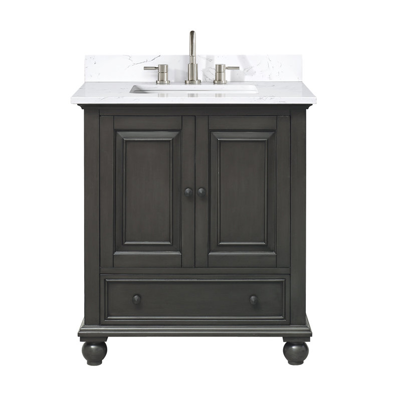 Thompson 31" Single Modern Bathroom Vanity Set, Charcoal Glaze, Cala White