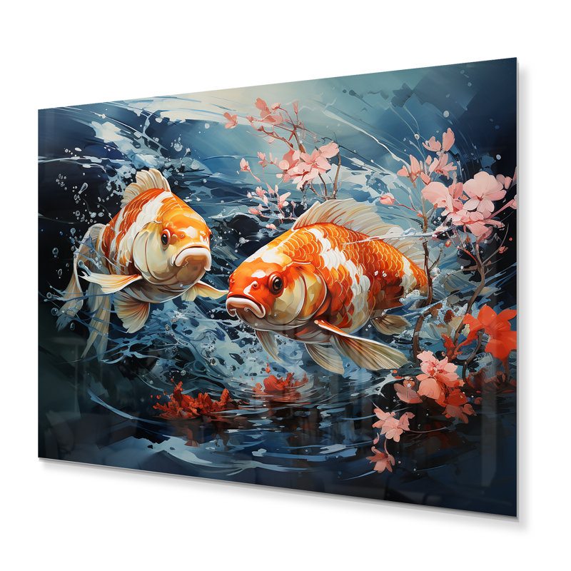 Chine Art Glimpse Fish I - décoration murale en métal chinois, H 30 po x l 40 po x P 1 po