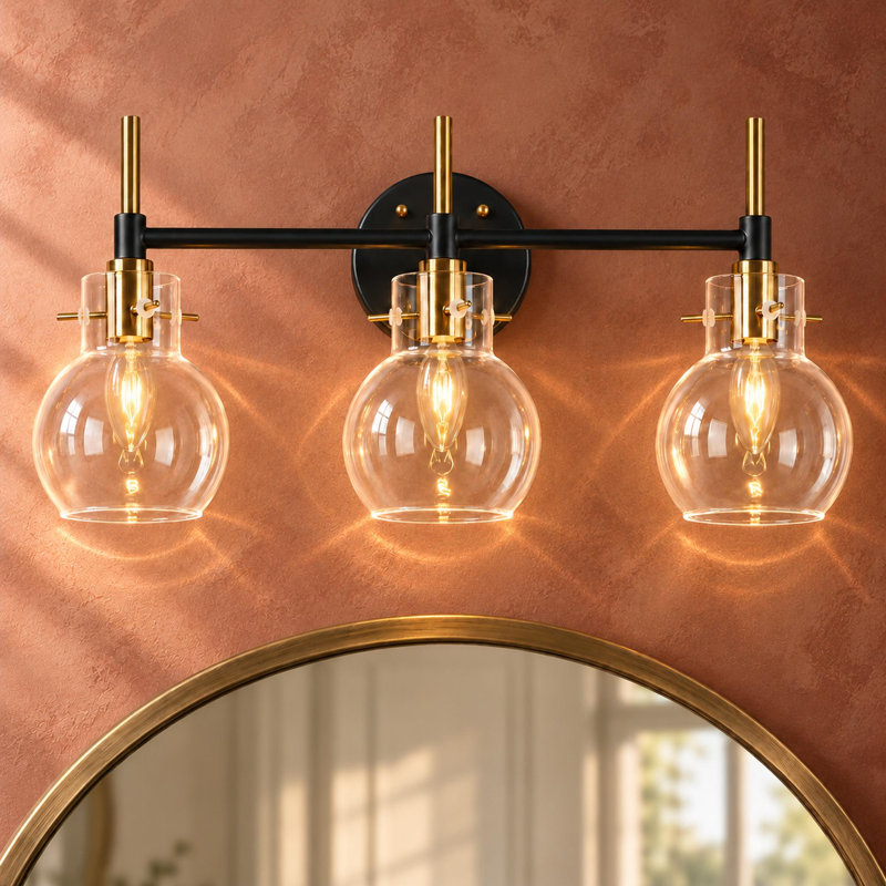 Satilla 3-Light Dimmable Modern Bathroom Vanity Light with Clear Glass Globe