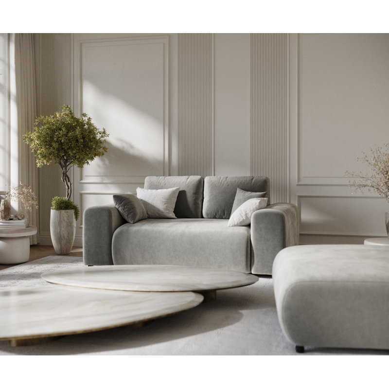 Two-seater square arms loveseat sofa, Grey