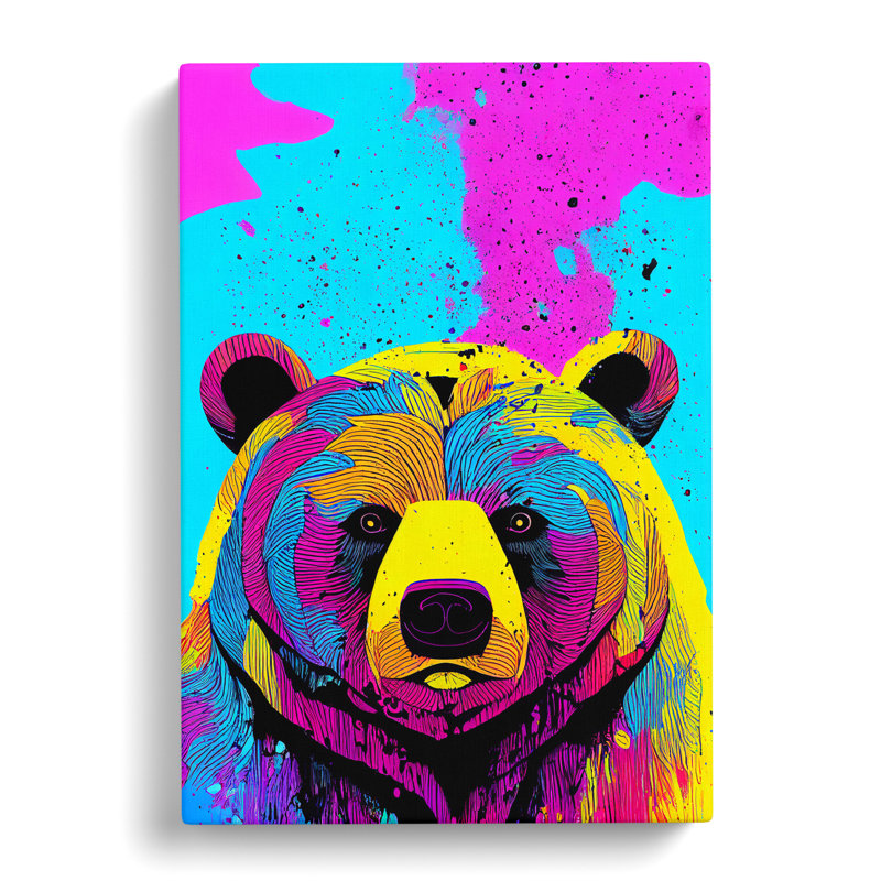 XC1022-1531X Colourful Bear No.3 - Wrapped Canvas Print, 60cm H x 40cm W x 3cm D