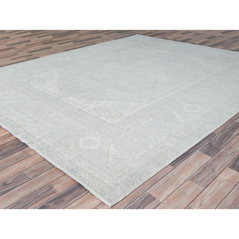 Tapis oriental rectangulaire gris en laine noué à la main 8 pi 1 po x 9 pi 11 po - MOA10286709