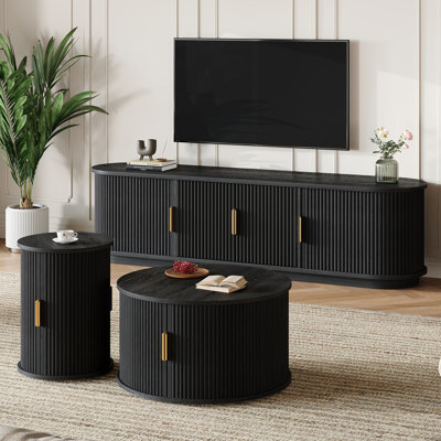 3 Piece Living Room Set With TV Stand And Coffee Table Set by Lark Manor