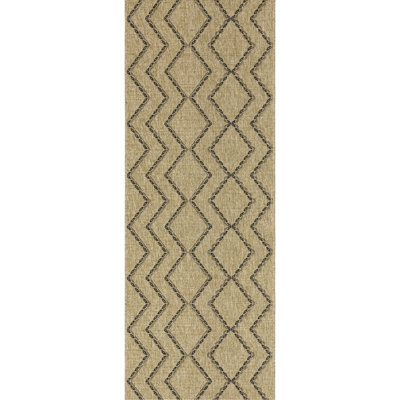 Tapis teinté de la collection Earth - 2,58 pi X 7,25 po Jute / noir, polypropylène et animal de compagnie, fabriqué en Turquie - jute / noir intérieur moderne Gcntl1010 Design