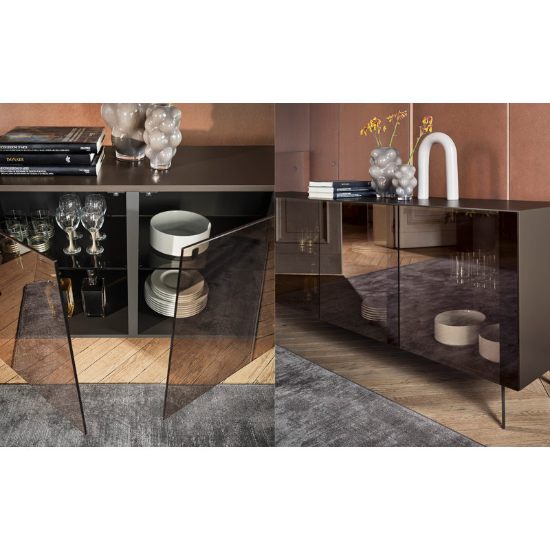 Buffets en cristal, Bronze mat / verre bronze, H 31,13 po x l 71,38 po x P 19,75 po