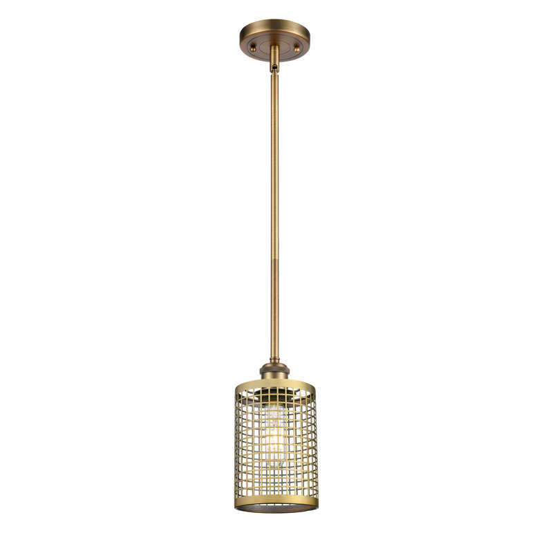 Luminaire suspendu cylindrique à 1 lumière Peraza, Laiton brossé