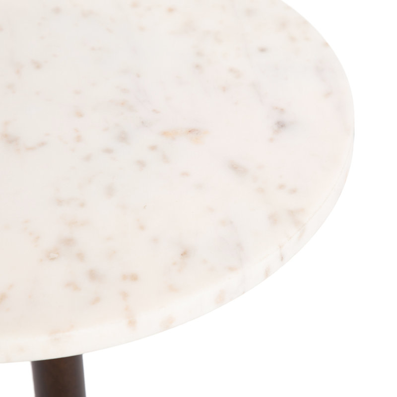 Table de bout Cora, Blanc / Brun foncé