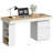 55'' Modern Computer Desk With Drawers, Wooden Executive Desk With File Drawer and Charging Station, 3-tier Open Side Shelf