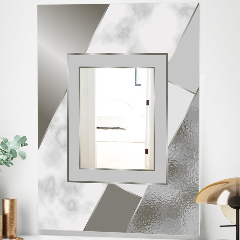 Marbled Marvelous Glam Frameless Accent Mirror, 39.4" H x 29.5" W