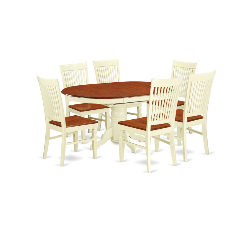 Dufferin Solid Wood Top Pedestal Dining Set, Buttermilk