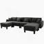 Élégant canapé modulaire en U à 4 places en tissu Boucle avec accoudoirs distinctifs en forme de coquillage, 2 repose-pieds mobiles et pieds cylindriques pour une assise confortable-1359638703